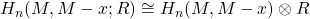 Rendered by QuickLaTeX.com H_n(M,M-x;R) \cong H_n(M,M-x)\otimes R