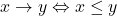 x \to y \Leftrightarrow x \leq y