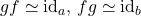 gf\simeq \operatorname{id}_a,\, fg\simeq \operatorname{id}_b