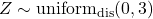 Z\sim {\rm uniform}_{\rm dis}(0,3)