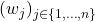 (w_j)_{j\in \{1,\ldots,n\}}