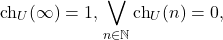 \[\mathrm{ch}_U(\infty) = 1,\, \bigvee_{n \in \mathbb{N}} \mathrm{ch}_U(n) = 0,\]